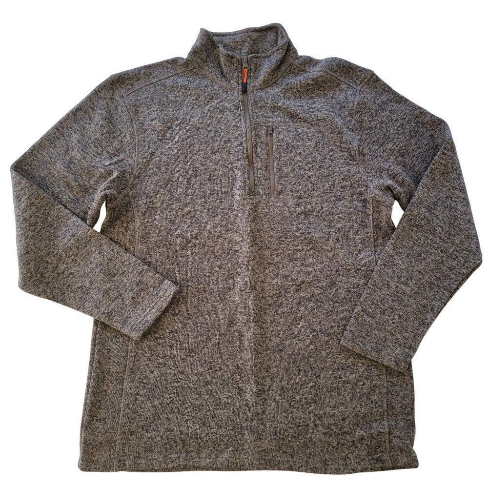 Northcrest Mock Neck Quarter Zip Shacket Mens L Shirt Jacket‎ Brown Long Sleeve